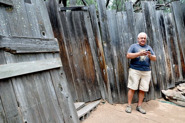 Lee Duquette outside the cabin